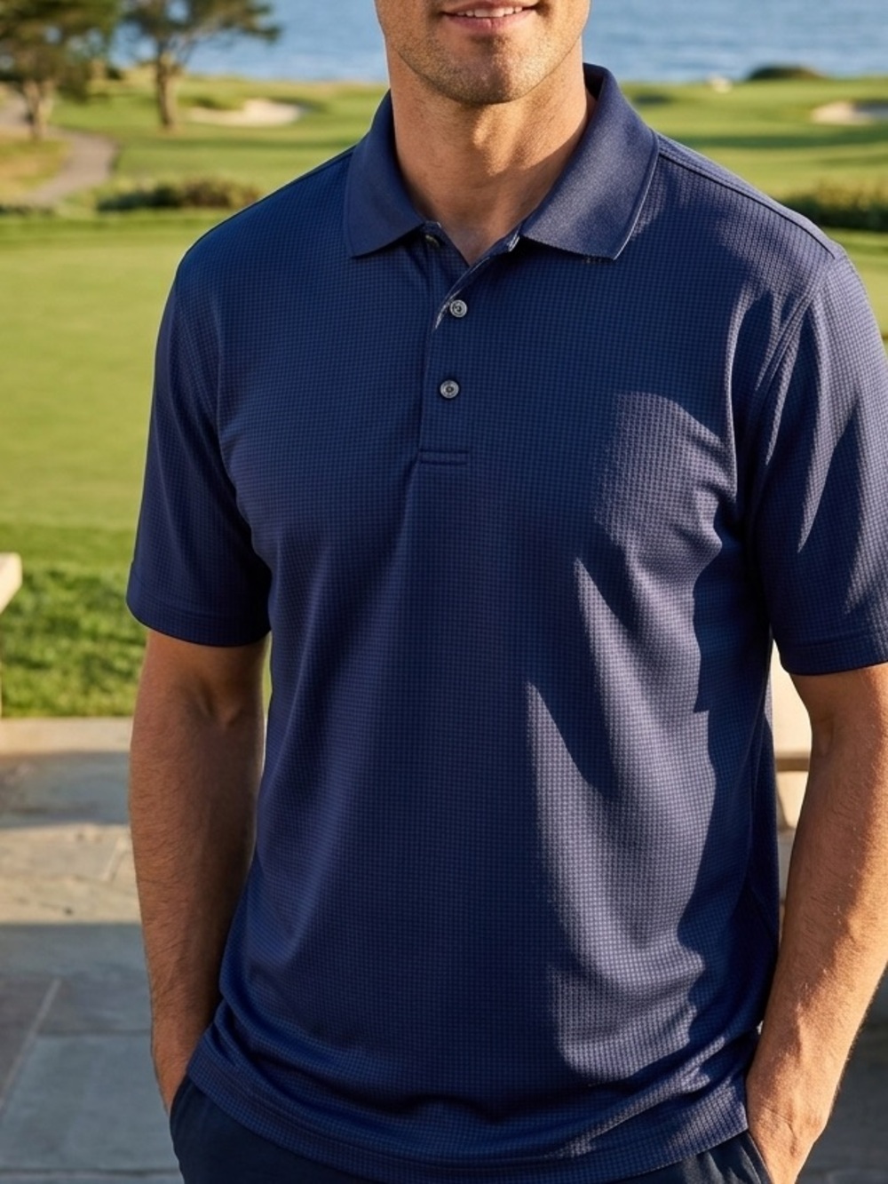 Pebble Beach Men's Deep Blue Performance Polo